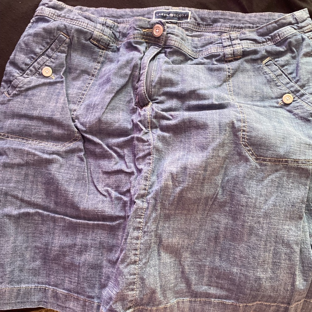 karen scott knee length denim skirt